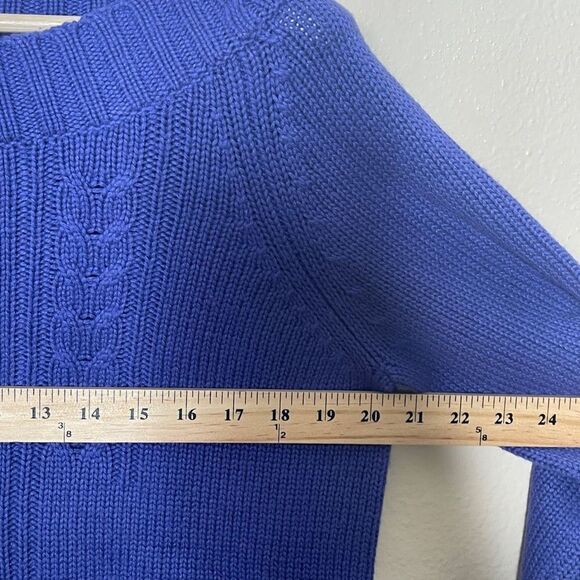Real Clothes Sweater Women's Medium Blue Cable Knit Silk Cashmere Bland Saks 5th - Picture 6 of 9